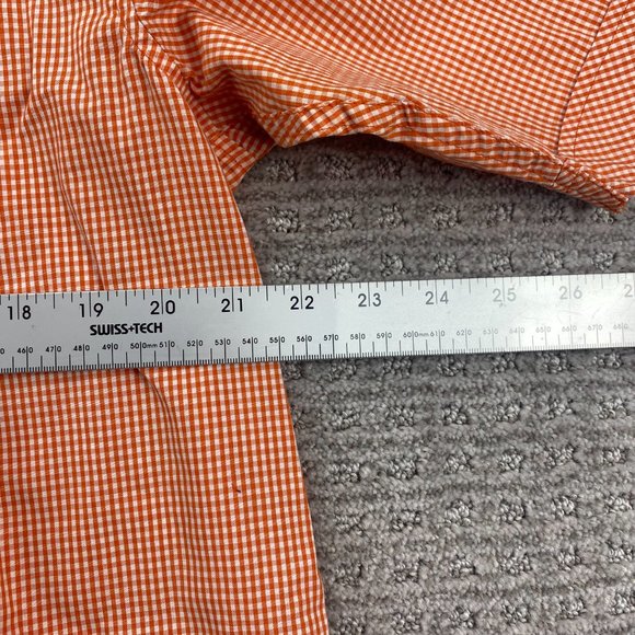 Sean John Shirt Men Medium M Orange White Checkered Button Up Classic Fit Diddy - Picture 7 of 8
